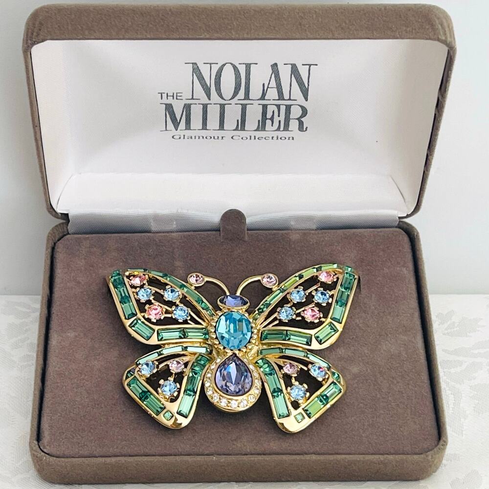 Vtg Nolan Miller Gold-P Butterfly Crystal Rhinestone Brooch Glam Coll Hollywood - Picture 10 of 15